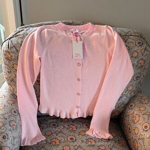 Paris Hilton Soft Pink Heart Button-Up Cardigan Size Large NWT